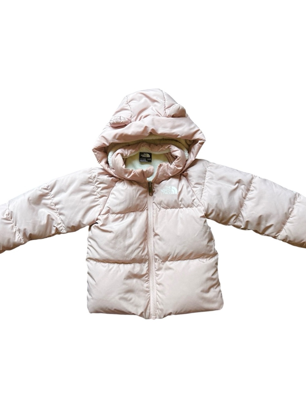 The North Face Light Pink Puffy Hooded Jacket